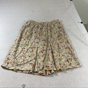 Appleseed’s Pleated Floral Skirt Full Elastic waist Skirt size 30” Yello…